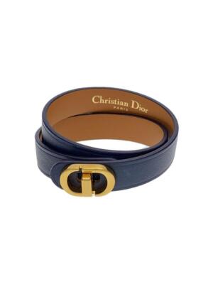 関税・送料込 DIOR 30 Montaigne double ブレスレット Christian Dior 30 MONTAIGNE Double Bracelet Leather NVY