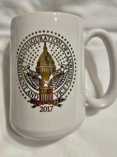 TRUMP & PENCE Inaugural President Mug 2017 White Gold Foil USA...