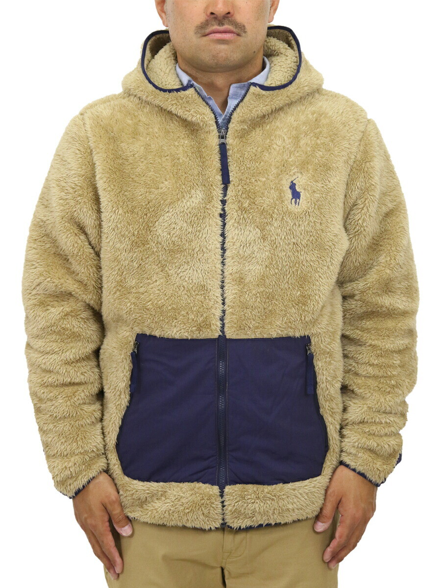Винтажная флисовая куртка Polo Ralph Lauren Big Pony с капюшоном на молнии - Хаки -