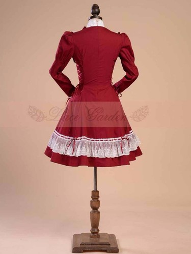 Pre-owned Handmade Custom Made To Order Lolita Flared Sleeve Slim Bow Party Dress Plus 1x-10x L163 In Red/white