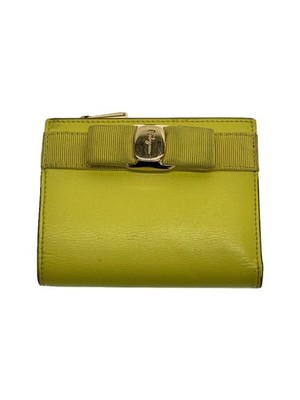 Salvatore Ferragamo Rose Ribbon Bifold wallet Leather yellow