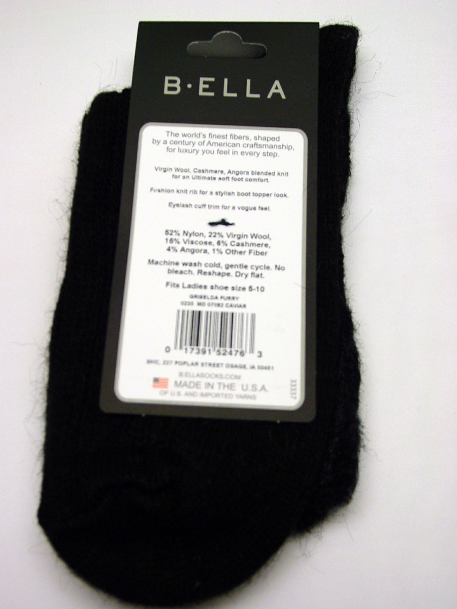 Griselda Fur Cuff Crew Socks B.ELLA Caviar New Women 9-11 Classy Fashion