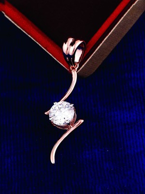 2Ct Lab-Created Round Solitaire Diamond Promise Pendant 14k Rose Gold Finish