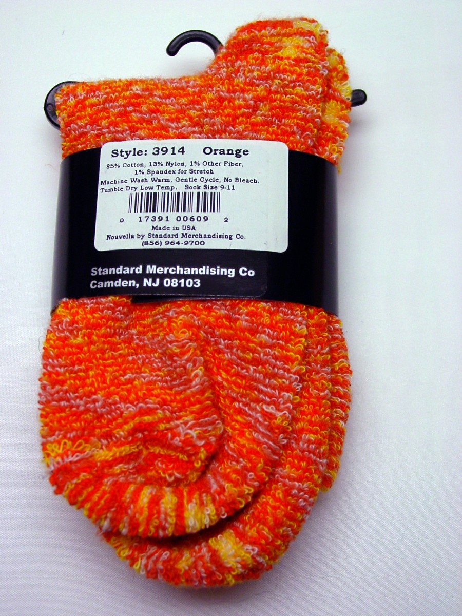 Space Dye Terry Nouvella Shortie Sock Orange Stripe New Womens Size 9-11 Fashion
