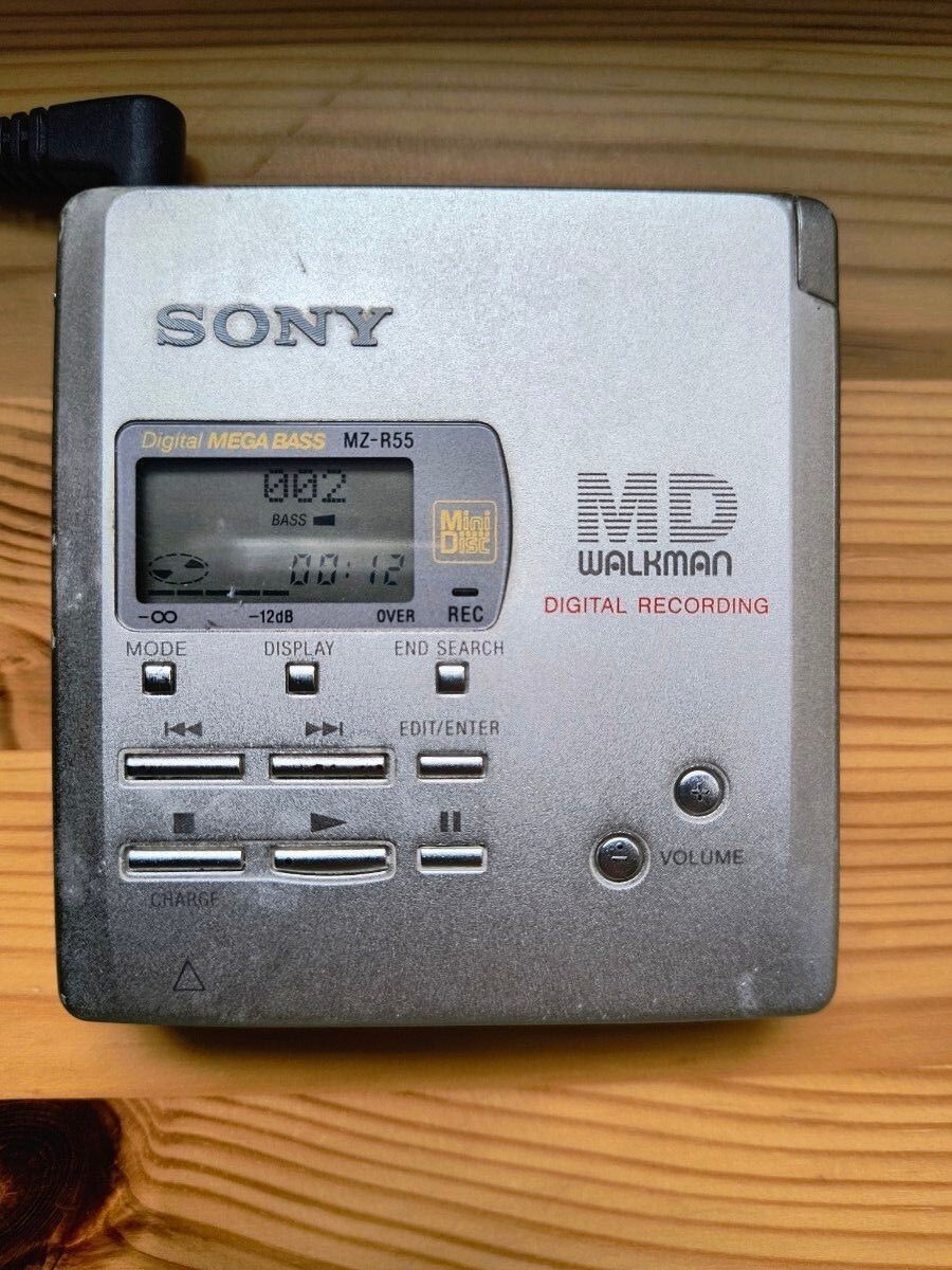 SONY MZ‐R55 MD ウォークマン + MD 74分 5枚 Sony Walkman MZ-R55 Minidisc MD Player Digital Recorder