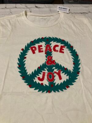 Old Navy NWT Woman's Size Large  '' Peace & Joy'' Holiday Graphic T-Shirt Top