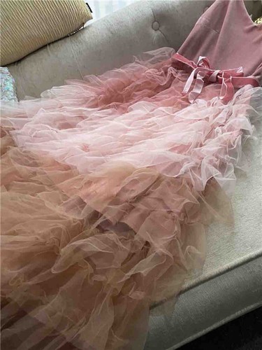 Pre-owned Handmade Custom Made To Order V-neck Layered Party Cocktail Slip Dress Plus 1x-10x L653 In Pink