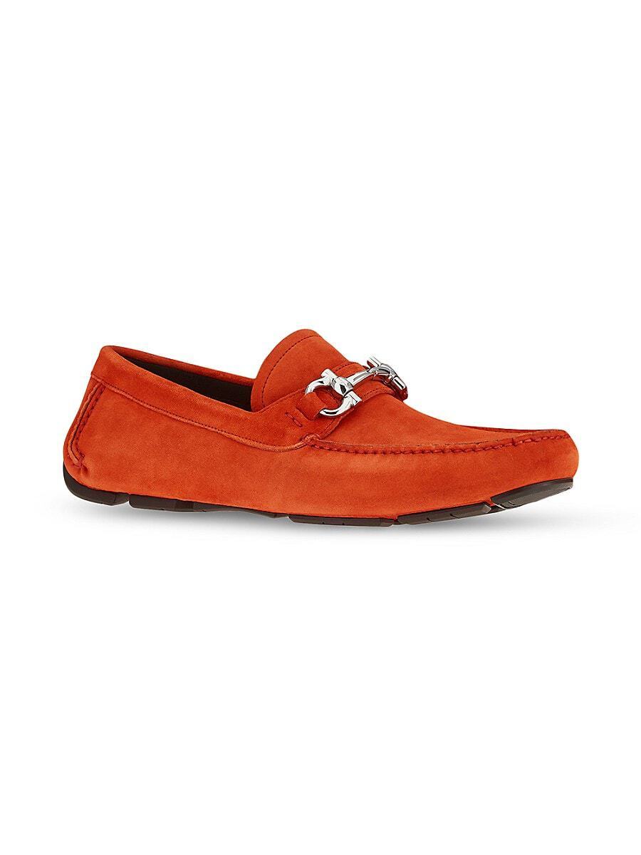 Pre-owned Ferragamo Salvatore  Parigi Eco Suede Driving Moccasins $750 7.5e Candy Apple Red