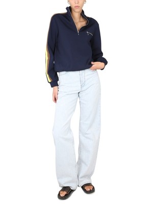Pre-owned Tory Burch Sweatshirt With Front Zipper In Blue