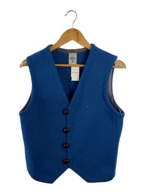 ORTEGA'S Other Red Tag Old Plain Chimayo Vest 38 Wool Blue