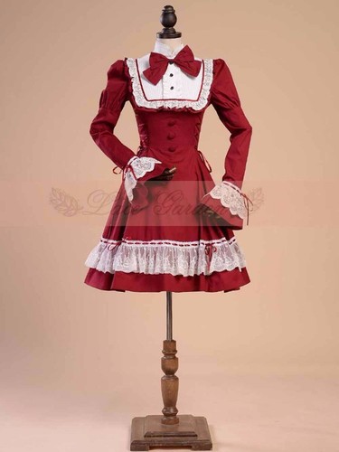 Pre-owned Handmade Custom Made To Order Lolita Flared Sleeve Slim Bow Party Dress Plus 1x-10x L163 In Red/white