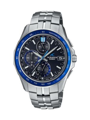 Pre-owned Casio Oceanus Ocw-s7000-1ajf Black Manta Slim Case Chrono Men's Watch In Box