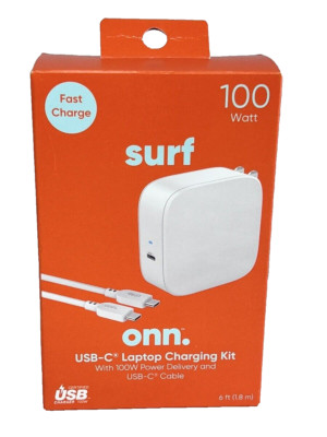 Onn Surf Usb-c Laptop Charging Kit 6ft 100 Watts Fast Charge