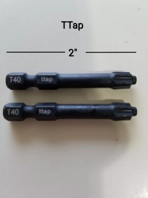 T40 Torx TTap drive Impact rated Power drill BIT Set with 1/4'' Hex Shank t tap