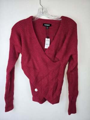 NWT! EXPRESS Size XS Women's Rose Red Ribbed Knit Sweater/Shirt/Top