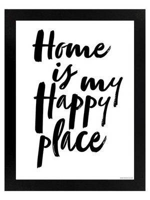 Home Is My Happy Place Black Wooden Framed Print
