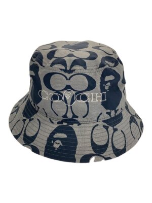 超美品　コーチとBAPEコラボバケットハット　M A Bathing Ape x COACH Bucket Hat Cap BAPE Collaboration Blue