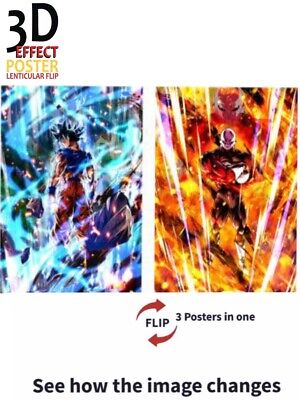 Goku, Jiren,3D Lenticular Effect- Anime Dragon Ball Z Poster, 3 In One