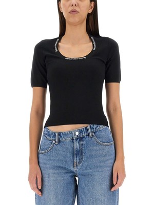 Pre-owned Alexander Wang T T By -shirt With Logo Xs In Black