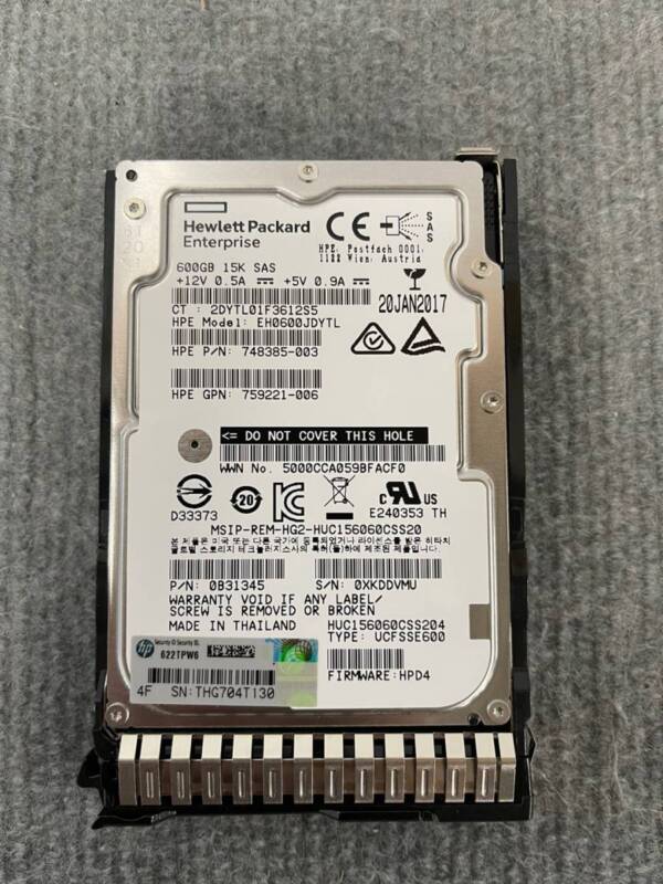 HP 759548-001 600GB 15K SAS 12G 2.5" HDD 759212-B21