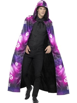 Deluxe Reversible Galaxy Ouija Hooded Cape Velvet Cloak Adult Costume Accessory