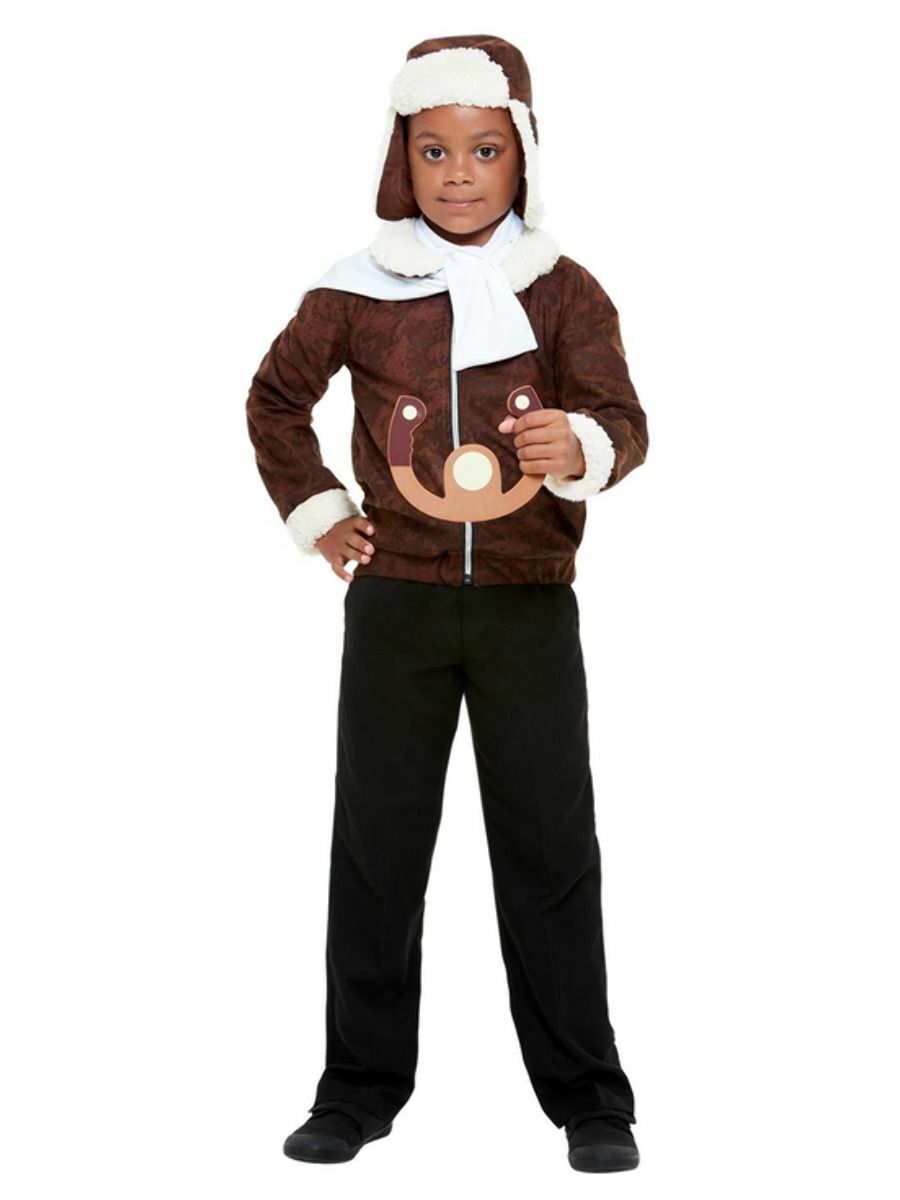 Kids Aviator Pilot Costume WW1 WW2 Vintage Style Halloween Boys Girls M L NEW