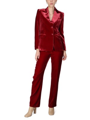 Pre-owned Moschino Boutique  Panné Velvet Pants In Red