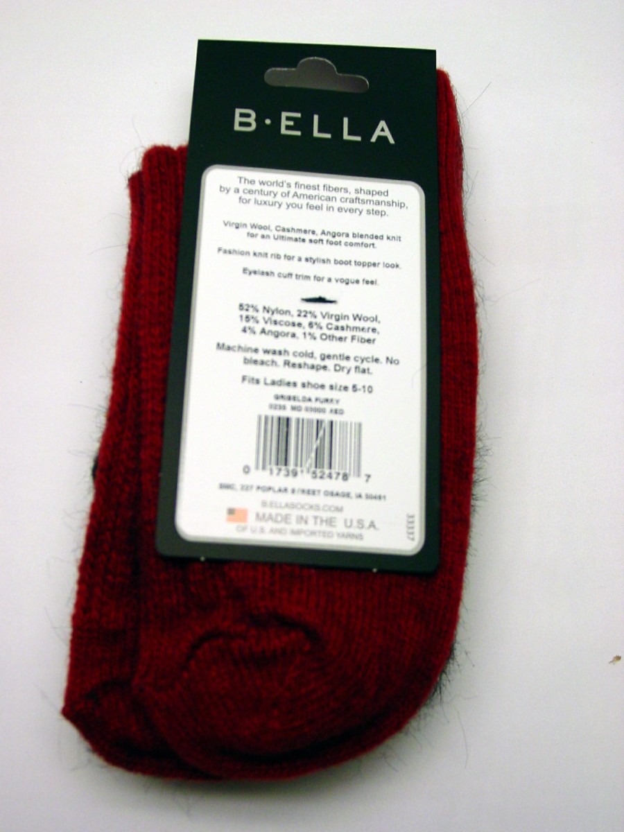 Griselda Fur Cuff Crew Socks B.ELLA Red New Women 9-11 Classy Fashion