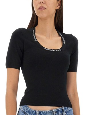 Pre-owned Alexander Wang T T By -shirt With Logo Xs In Black
