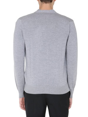 Pre-owned Maison Kitsuné Fox Tricolor Patch Cardigan In Gray