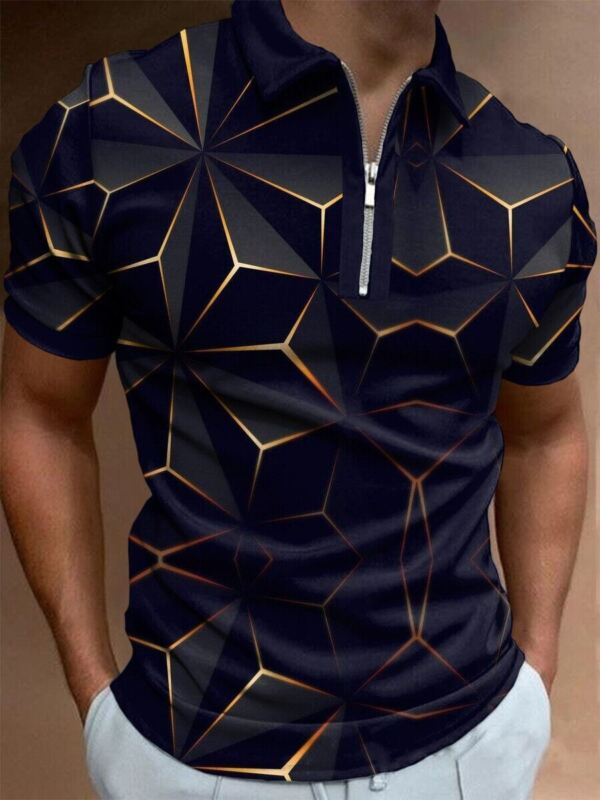 Polo T Shirt Men Zipper Collar Black Gold Contrast Fashion Golf Sport Zip Camisa