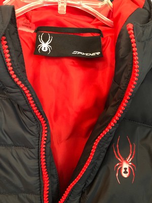 Boy's Kid's Spyder ThermaWeb Polar Puffer Jacket With Hood NWT Size Large