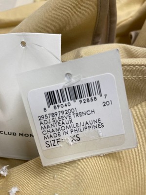 Pre-owned Club Monaco Adjustable Sleeve Soft Trench Women's Size Xs Chamomile In Yellow