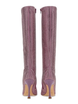 Pre-owned Liu •jo Liu-jo High Boot With Rhinestones In Purple