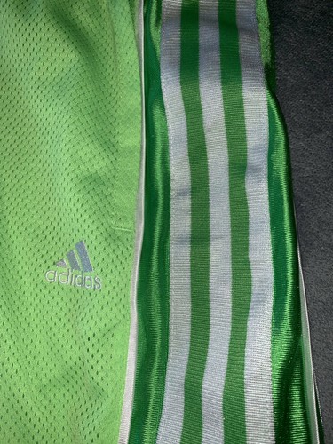 Girls ADIDAS Lime Green /White Track Pants Joggers 3 Stripes sz M