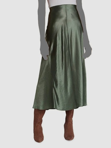 Pre-owned Vince $345  Women's Green Raw Edge Panelled Slip Skirt Size 4