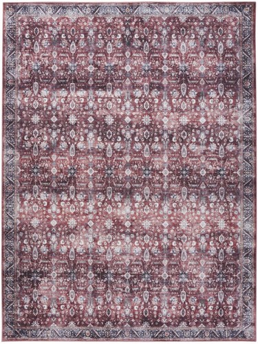 Моющийся нескользящий коврик Oriental Power Loom размером 9 X 12 дюймов красного цвета и цвета слоновой кости