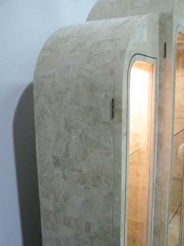 Maitland-Smith Art Deco Tessellated Coral Illuminated Display / China Cabinet