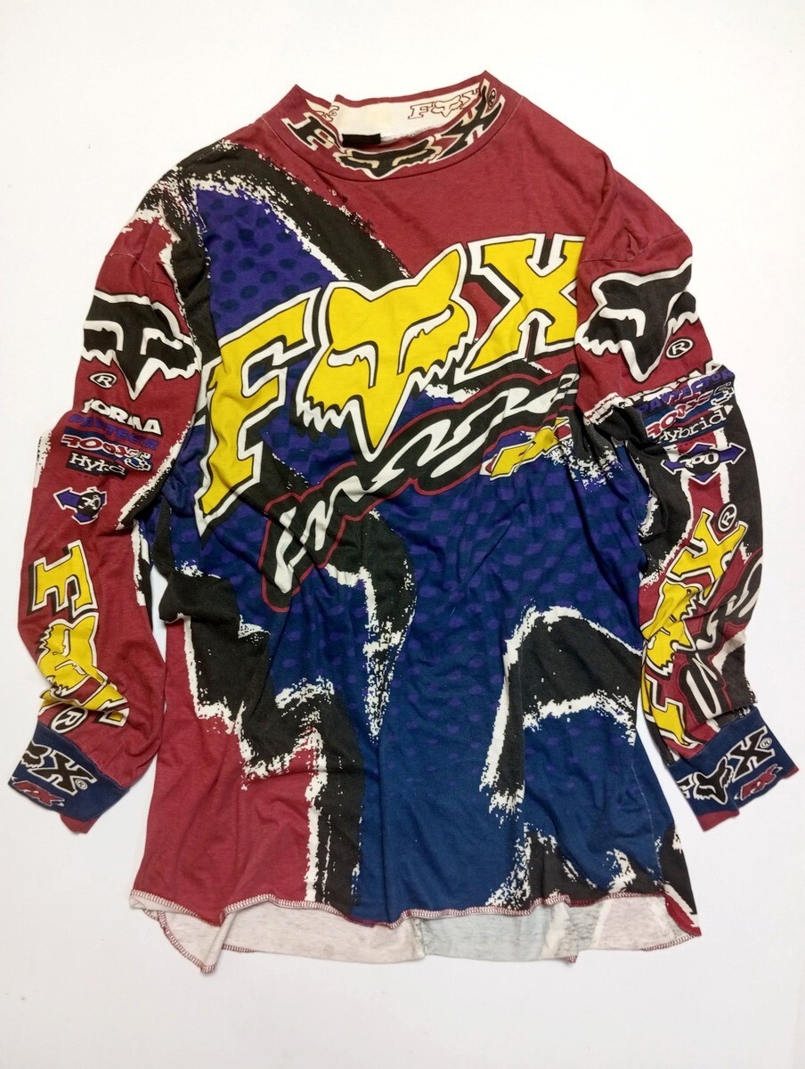 90s usa FOX モトクロスシャツ Lサイズ goodデザイン Vintage Fox Image Racing Motocross Supercross Jersey | Size