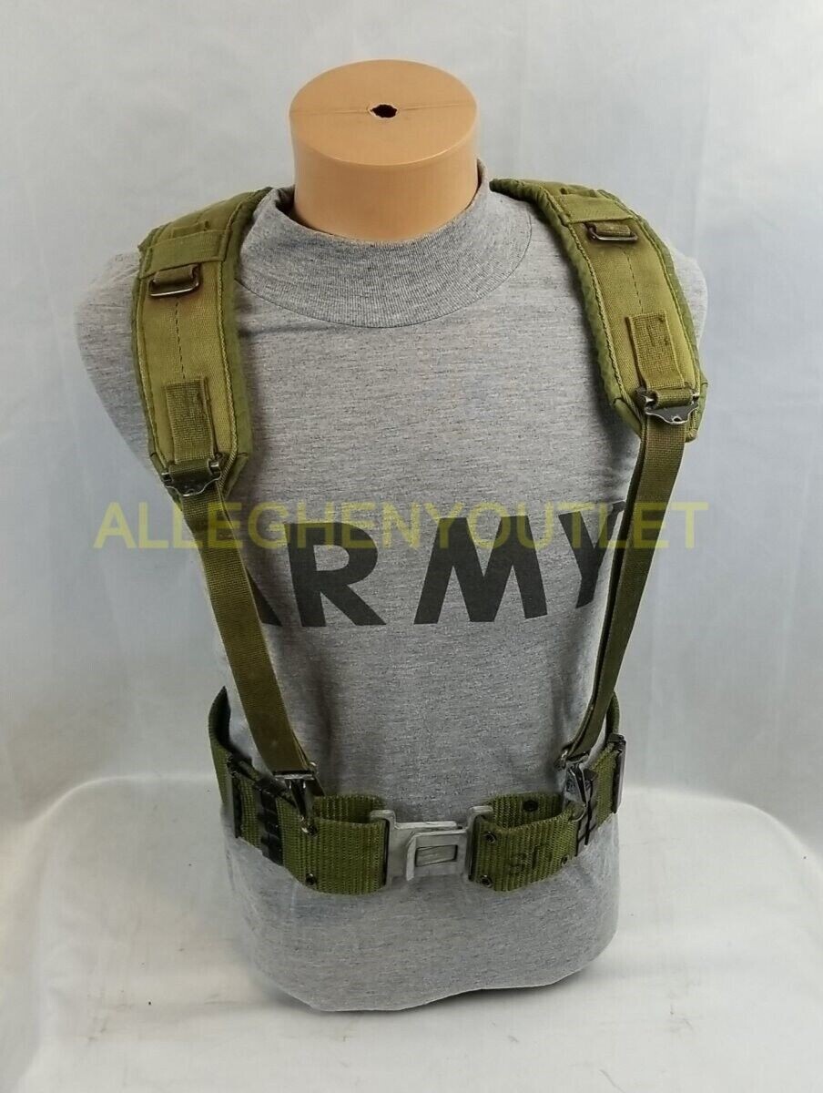 USGI Military LARGE Army Web PISTOL BELT & Army Y SUSPENDERS