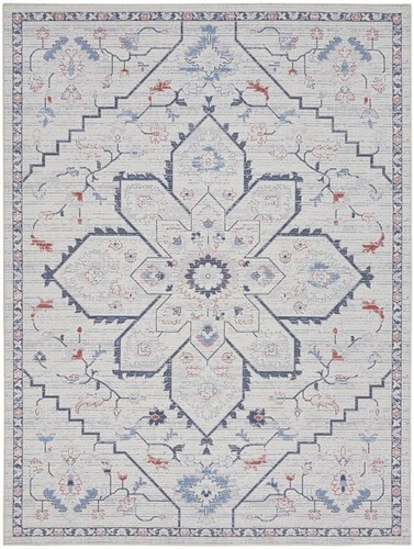 Моющийся коврик Oriental Power Loom размером 8 X 10 см цвета слоновой кости и синего цвета