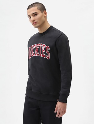 

Dickies Aitkin Crewneck Мужская черная красная повседневная спортивная спортивная толстовка, Черный
