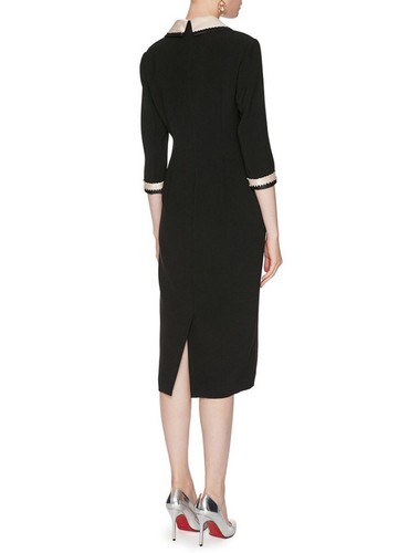 Pre-owned Handmade Custom Made To Order 3/4 Sleeve Slim Bodycon Midi Pencil Dress Plus 1x-10x L183 In Black/pink
