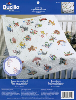 Bucilla Stamped Cross Stitch Baby Quilt Top 34''X43''-Alphabet Dreams