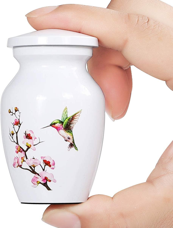 Hummingbird Small Urn for Human Ashes or Pet Ashes - Aluminum Cremation Mini Urn