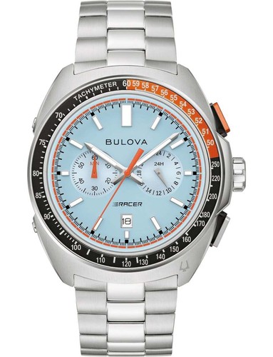 Pre-owned Bulova 98b432 Quartz Racer Chronograph Sapphire Stainless Steel Watch