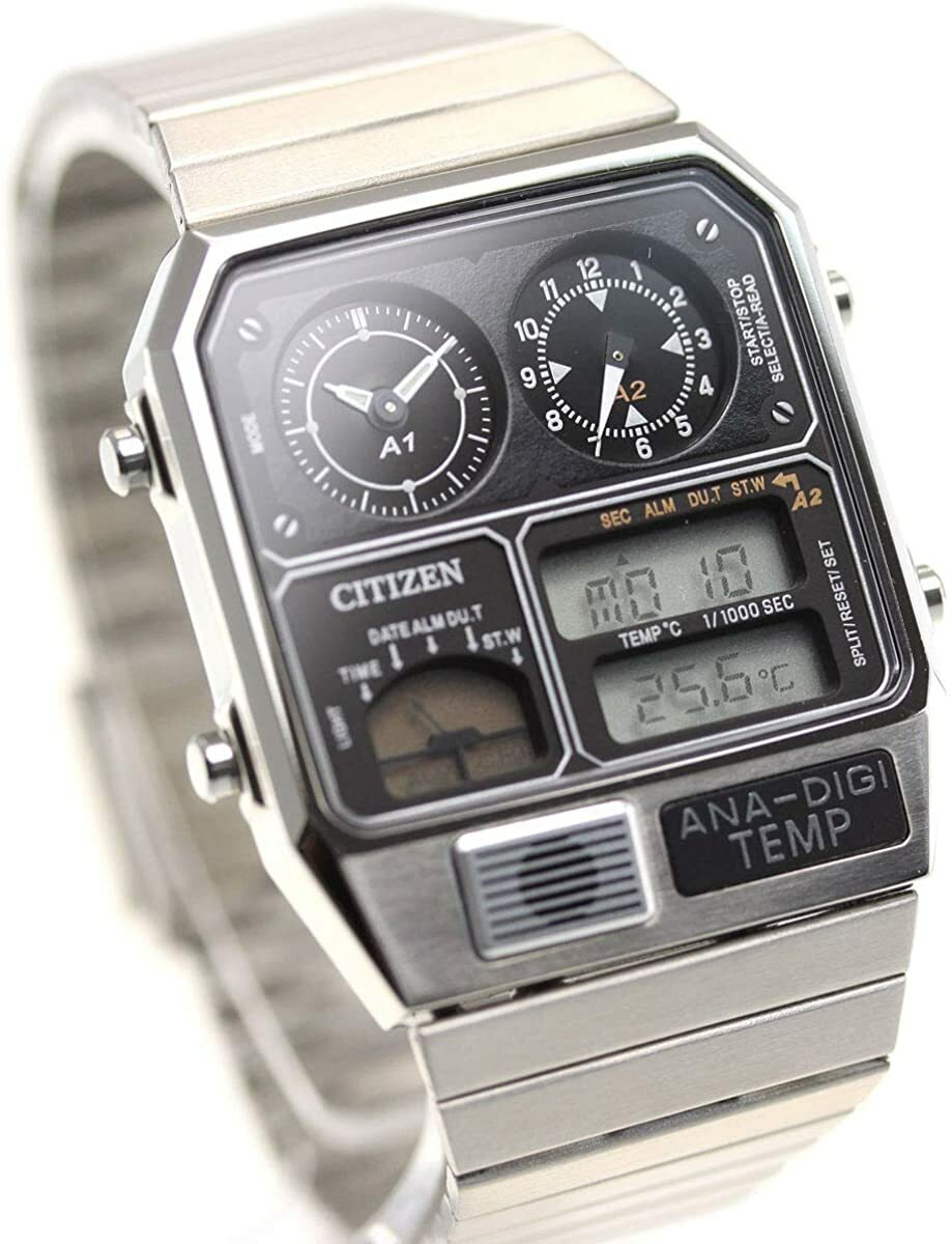 Pre-owned Citizen Ana-digi Temp Jg2101-78e Silver Analog Digital Men Watch From Japan