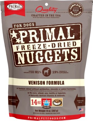 14oz Primal Freeze Dried Nuggets For Dogs  Venison Formula