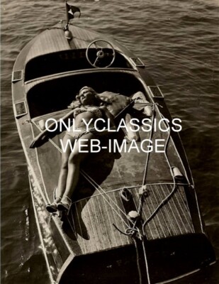 CHRIS-CRAFT WOOD BOAT SEXY BIKINI GIRL SUN BATHING PINUP 8.5X11 PRINT CHEESECAKE