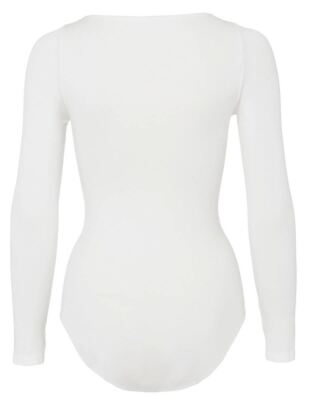 Pre-owned Falke Womens Fine Cotton Long Sleeved Bodysuit - Ivory In White